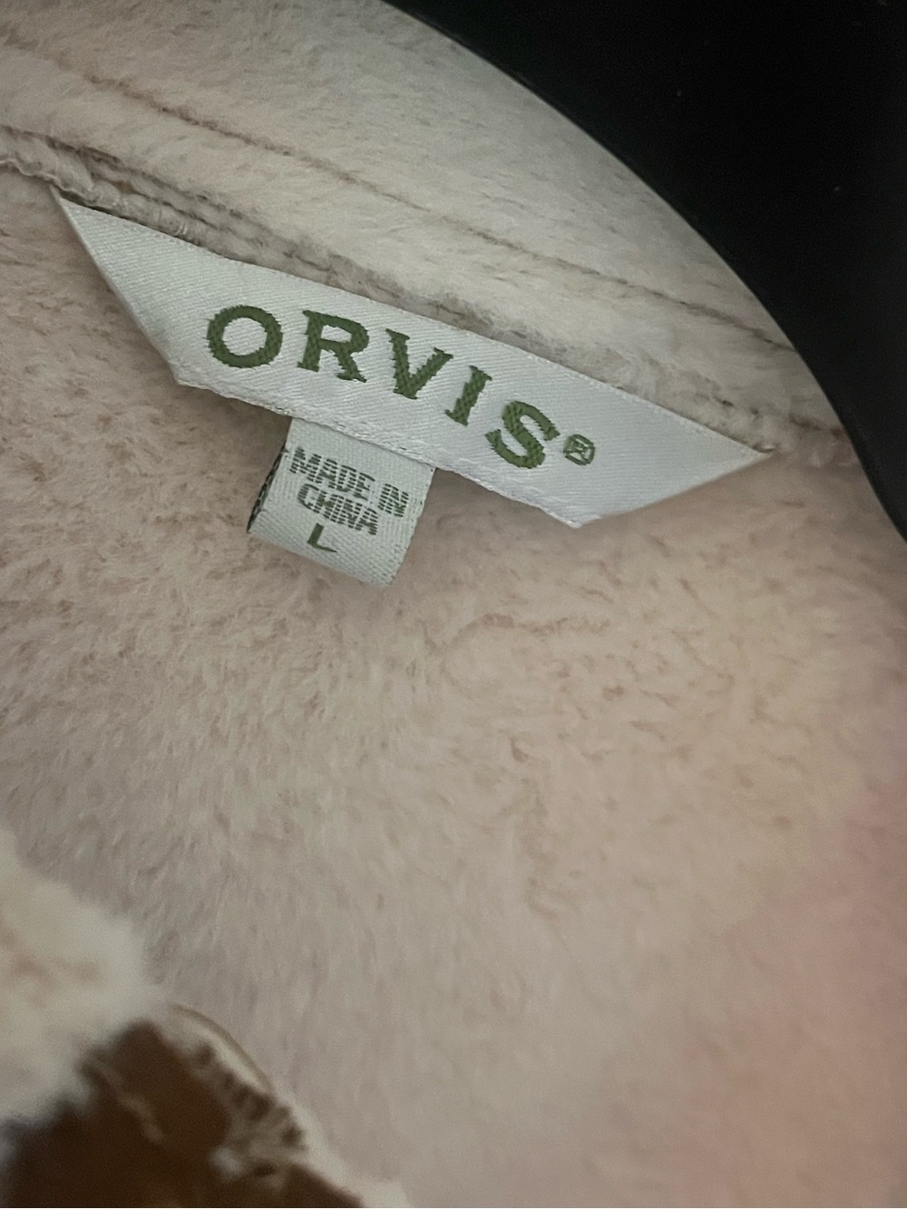Orvis Tan Faux Suede Teddy Jacket with Cream Shearling Trim - Picture 4 of 7